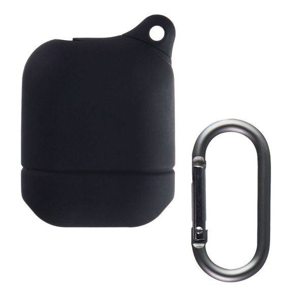 Key Silicone Soft Case with Clip for Apple AirPods 1st and 2nd Gen - Black - Picture 1 of 4
